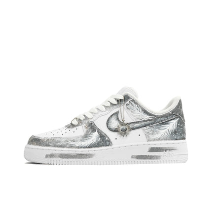 Nike Air Force 1 Kaleidoscope, Light Wing, Shopping Bag Abrasion Resistant Low top Skateboard Shoes Unisex Silver White