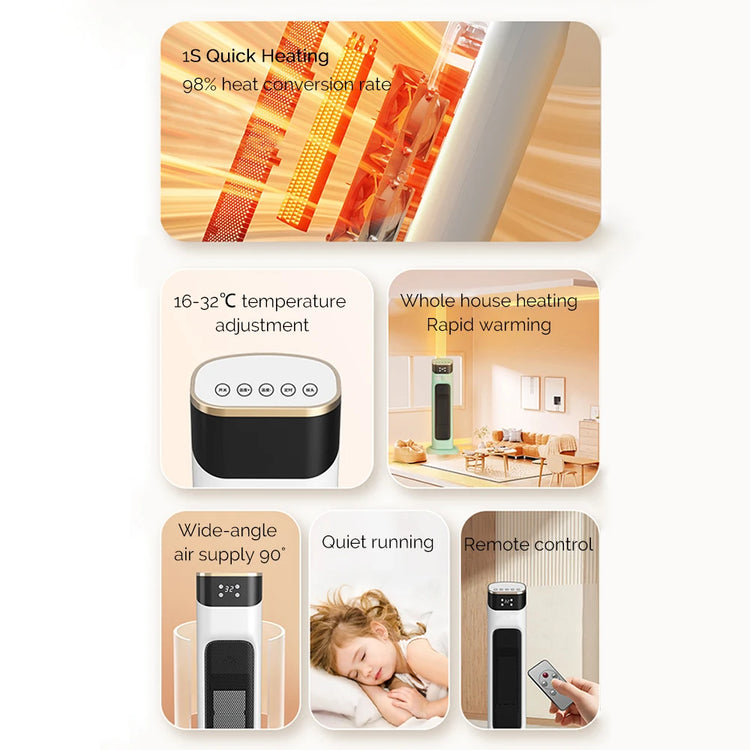 Electric Stove Heater 1500W PTC Fast Heat Home Use Bedroom Adjustable Temperature Room Heater Fan Warmer Hot Air Heater Indoor