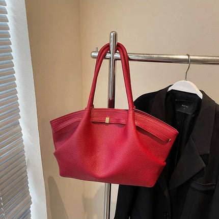 Nuove Borse a Spalla di Lusso 2026 con Motivo Lychee, in Pelle PU Tinta Unita, Borse da Donna di Grande Capacità, Borsa Tote da Viaggio