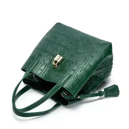 CH Large Capacity Handbag Luxury Brand Temperament Letter Print with Lock Design 2025 Trendy Women's Crossbody Bag PlatiNum
