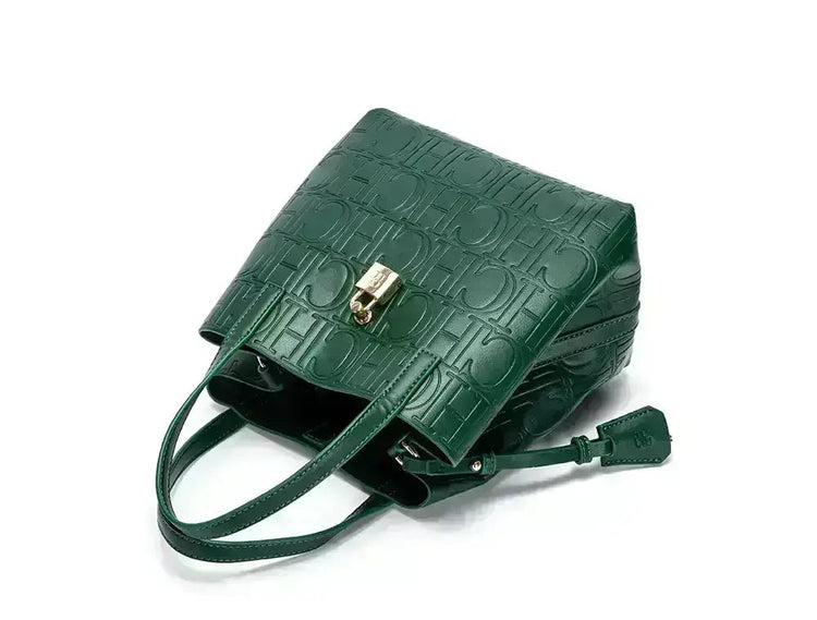 CH Large Capacity Handbag Luxury Brand Temperament Letter Print with Lock Design 2025 Trendy Women's Crossbody Bag PlatiNum