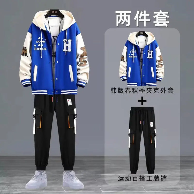 2022 Spring Autumn Men's Sets Print Tracksuit Men 2 Pieces Set Hoodies+Sweatpants Japan Fashion Men Clothing Jogging Sets Men