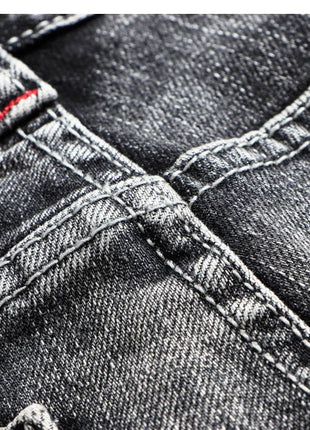 Italian Style Fashion Men Jeans Retro Gray Elastic Slim Fit Ripped Jeans Men Trousers Vintage Designer Casual Denim Pants Hombre PlatiNum