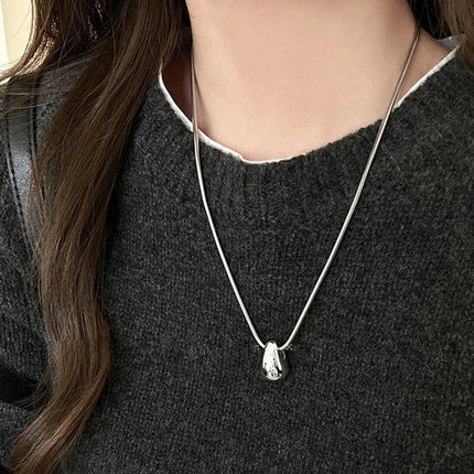 Real 925 Sterling Silver Minimalist Water Drop Pendant Chain Necklace for Women Classic Fine Jewelry Personality Accessories PlatiNum