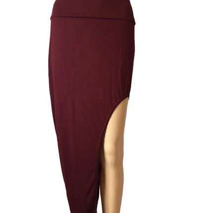 Modische geteilte Röcke Sexy lange Röcke für Damen Offener seitlicher Schlitzrock High-Waist-Rock mit hohem Schlitz Schwarz