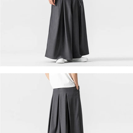 Pantaloni Larghi Samurai Giapponesi da Uomo in Cotone e Lino, Comodi e Casual, Stile Harun, Taglie Fino a 5XL
