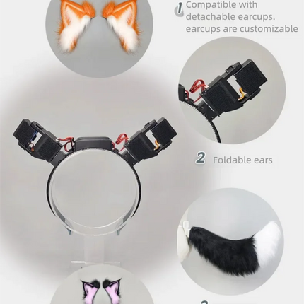 Electric Fox Ear Headband Gravity-Sensitive Simulation Realistic Animal Fluffy Ears Cosplay Headpiece Cat Ear Anime Accessories