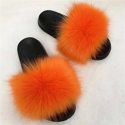 Fluffy Slippers for Women Soft Faux Fur Women's Summer Slippers Stylish Open Toe Sandals Comfy Fuzzy Indoor Outdoor Beach Shoes