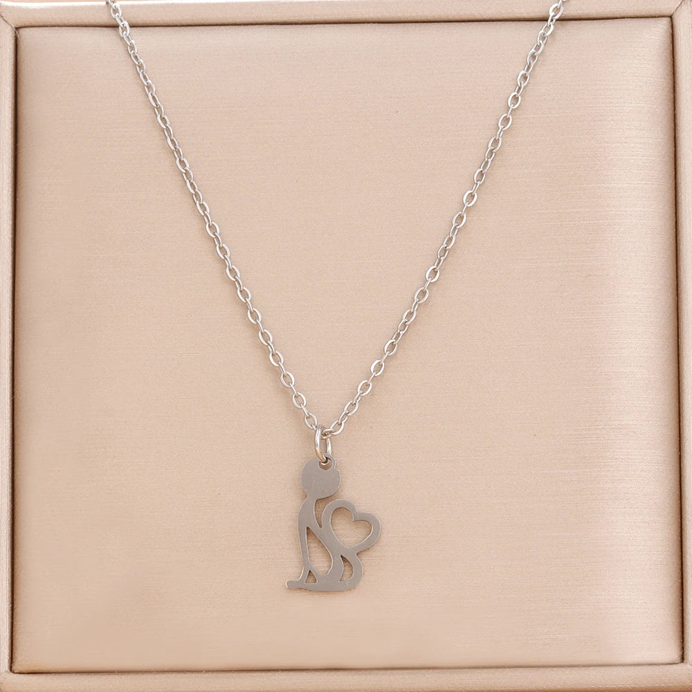 Collane in acciaio inossidabile Linea Cartoon Cat Pendenti Catena Girocollo Gioielli Collana di moda per gioielli da donna Regali per amici per feste