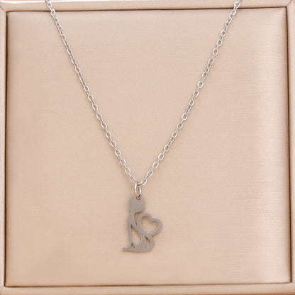 Collane in acciaio inossidabile Linea Cartoon Cat Pendenti Catena Girocollo Gioielli Collana di moda per gioielli da donna Regali per amici per feste