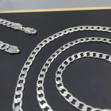 Men's 925 Sterling Silver Necklace 2/4/6/8/10/12MM 40-75cm Face Chain Necklace Lobster Clasp Men Women Engagement Jewelry Gifts PlatiNum