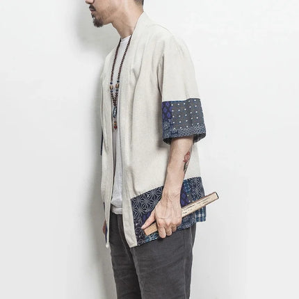 New Cotton Linen Shirt giacche uomo 2023Chinese Streetwear Kimono Shirt Coat Casual comodo Cardigan da uomo Plus Size 5XL