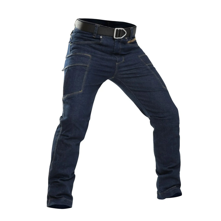Men's Tactical Jeans Military Denim Cargo Pants Multi-pocket Elastic Casual  Work Trousers Outdoor Combat Training Hiking Pants