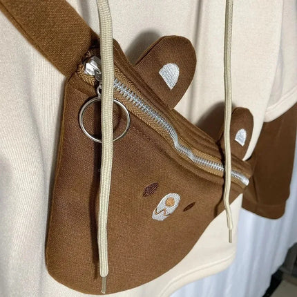 Y2K Clothes Cute bear backpack in spring and autumn  fashion Hoodie Women's winter Harajuku loose casual street clothes Japanese