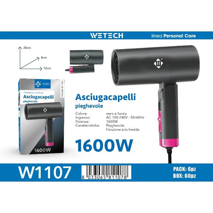 Professional Hair Dryer Collection, Foldable & Compact Household Hair Blow Dryer Series, Multi‑Power 1600‑2200W Ionic Hairdryer for Home Salon Daily Hair Styling