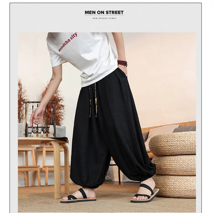Pantaloni da uomo in seta ghiaccio, stile cinese, vestibilità ampia, alla moda, estivi, casual, sportivi, modello lanterna, taglie forti fino alla 8XL - Offerta imperdibile!