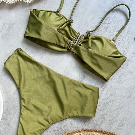 Bikini a Fascia Push-Up Donna 2024, Costume da Bagno Sexy Femminile, Set Bikini Brasiliano con Perizoma, Tinta Unita, Abbigliamento da Spiaggia platinumshop