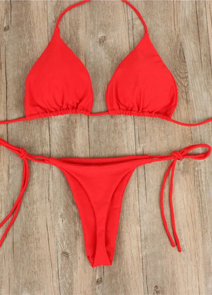 Costume da bagno sexy perizoma con cravatta laterale e cravatta da donna, cinturino diviso, fasciatura regolabile, stile brasiliano, costumi da bagno da donna platinumshop