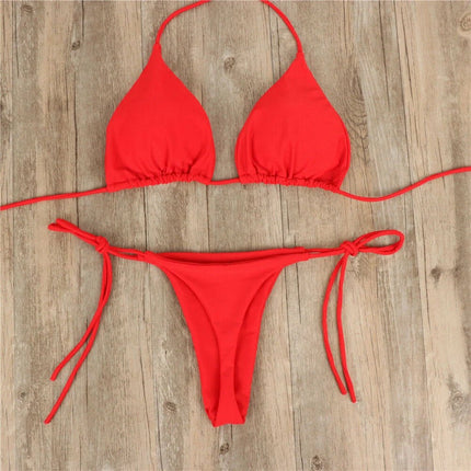 Costume da bagno sexy perizoma con cravatta laterale e cravatta da donna, cinturino diviso, fasciatura regolabile, stile brasiliano, costumi da bagno da donna platinumshop