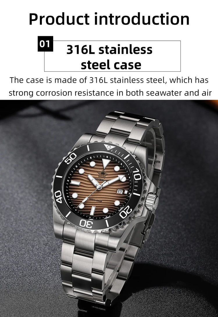 ADDIESDIVE Luxury Men's Quartz Watch Japan 2115 Stainless Steel Diving Luminous Watches 200m Waterproof High-End Wristwatch New