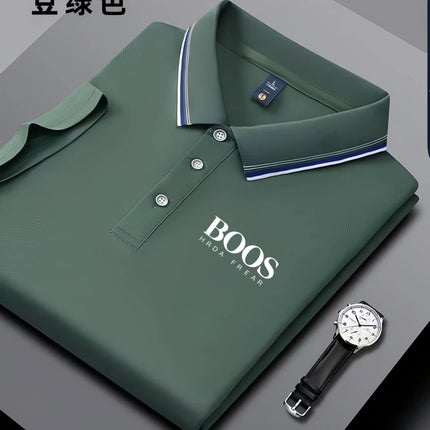 New men's short-sleeved embroidered polo shirt, casual and elegant, fashionable, breathable, comfortable, and versatile.
