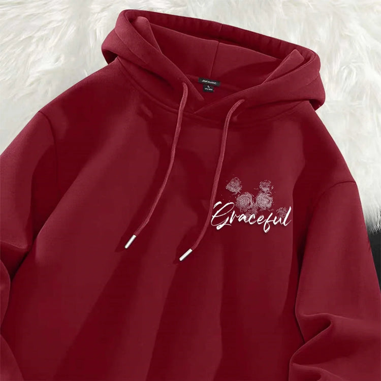 American Retro Black Rose Print Men Women Hooded Sweatshirt Autumn Winter Outdoor Vacation Fitness Casual Loose Warm Sportswear