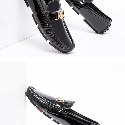 Scarpe a cuffia da uomo, scarpe slip-on primaverili ed estive, scarpe da uomo alla moda in pelle verniciata stile coreano, scarpe pigre basse, scarpe casual, fatte a mano