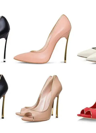 Nuove donne di estate pompe superficiale peep-toe tacchi alti scarpe da donna donna metallo stiletto punta a punta scarpe da donna Zapatos De Mujer platinumshop