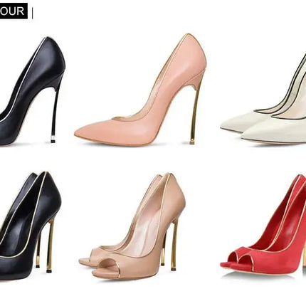 Nuove donne di estate pompe superficiale peep-toe tacchi alti scarpe da donna donna metallo stiletto punta a punta scarpe da donna Zapatos De Mujer platinumshop