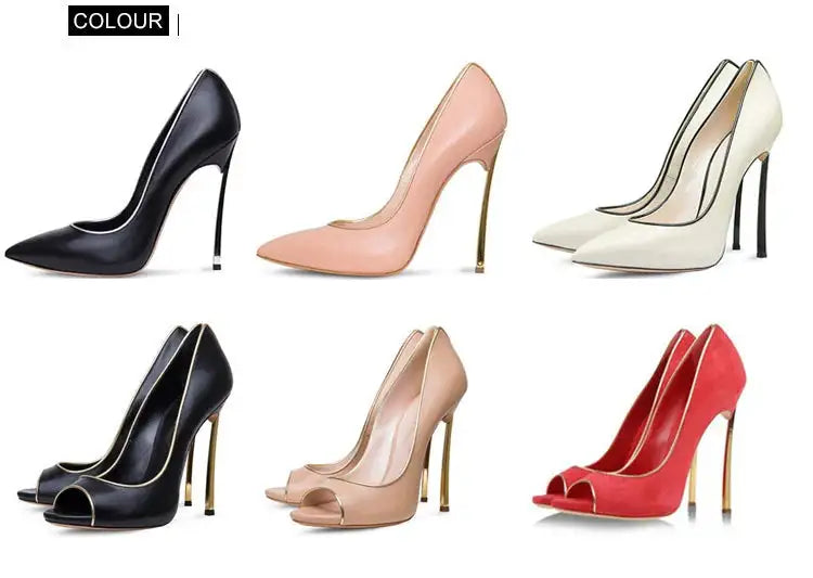 Nuove donne di estate pompe superficiale peep-toe tacchi alti scarpe da donna donna metallo stiletto punta a punta scarpe da donna Zapatos De Mujer platinumshop