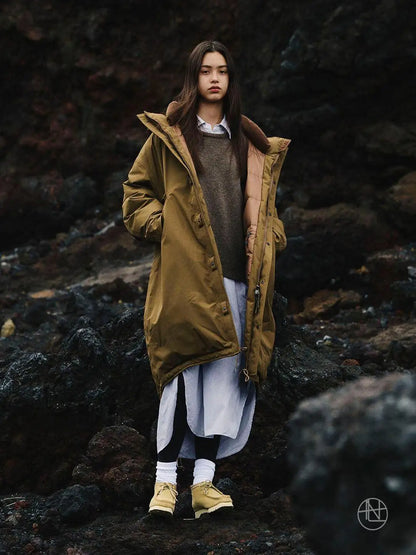 Piumino impermeabile optoelettronico con colla a stampa completa extra lunga Nanamica LongDown