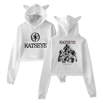 Katseye Tour 2025 Merch Hoodies Sweatshirt for Girls Cat Ear Crop Pullover Casual Clothes Katseye Y2K Girls Fashion Hoodie