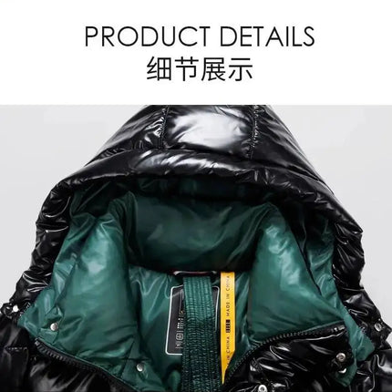 New Winter Shiny Jackets, Men's Short Trendy Brand Hooded Thickened And Warm Outerwear 90% White Duck Down
