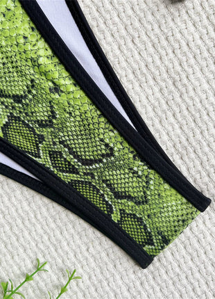 Green Snake Bikini Extreme String Monokini Costume da bagno con taglio a gamba alta Donna Beach Outfit Costumi da bagno per le vacanze Costume da bagno Bikini Set PlatiNum