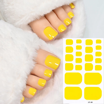 22Tips Red Christmas Baking Free Toenail Sticker Glossy Solid Color Self-adhesive Toe Nail Strips Festival Full Cover Foot Wraps2028