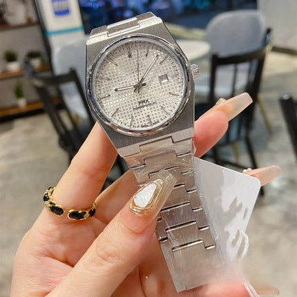 Orologio da Polso Serie PRX con Cinturino in Acciaio, Modello Super Player, per Uomo e Donna, con Calendario, Stile Semplice e alla Moda, Regalo di Compleanno, Idea Regalo per Lui e per Lei