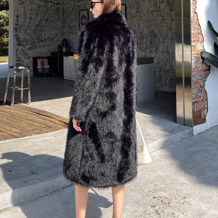 ZADORIN Winter Fluffy Jacket Women Solid Lapel Long Faux Fox Fur Coat Ladies Furry Warm Pink White Jacket Trench Coats Tops