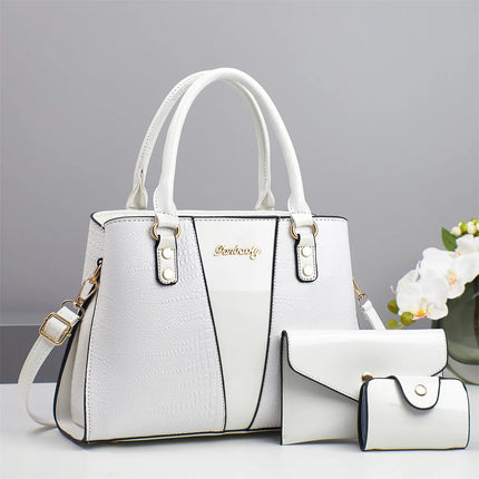 Large Capacity Crocodile Pattern Mother-Daughter Handbag Set Women's Shoulder Bag Fashionable PU Material Autumn Winter Bag PlatiNum