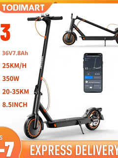 Monopattino Elettrico TODIMART T3 Smart APP, Motore Potente 350W (500W di Picco), Batteria 36V 7.8Ah, Autonomia 20-35KM, Scooter Elettrico per Adulti con Doppio Freno