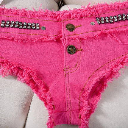 Womens Low Waist Denim Jeans Shorts Hottie Sexy Nightclub Mini Shorts Pants Jeans Slim Young Ladies White Pole Dance Hotpants PlatiNum