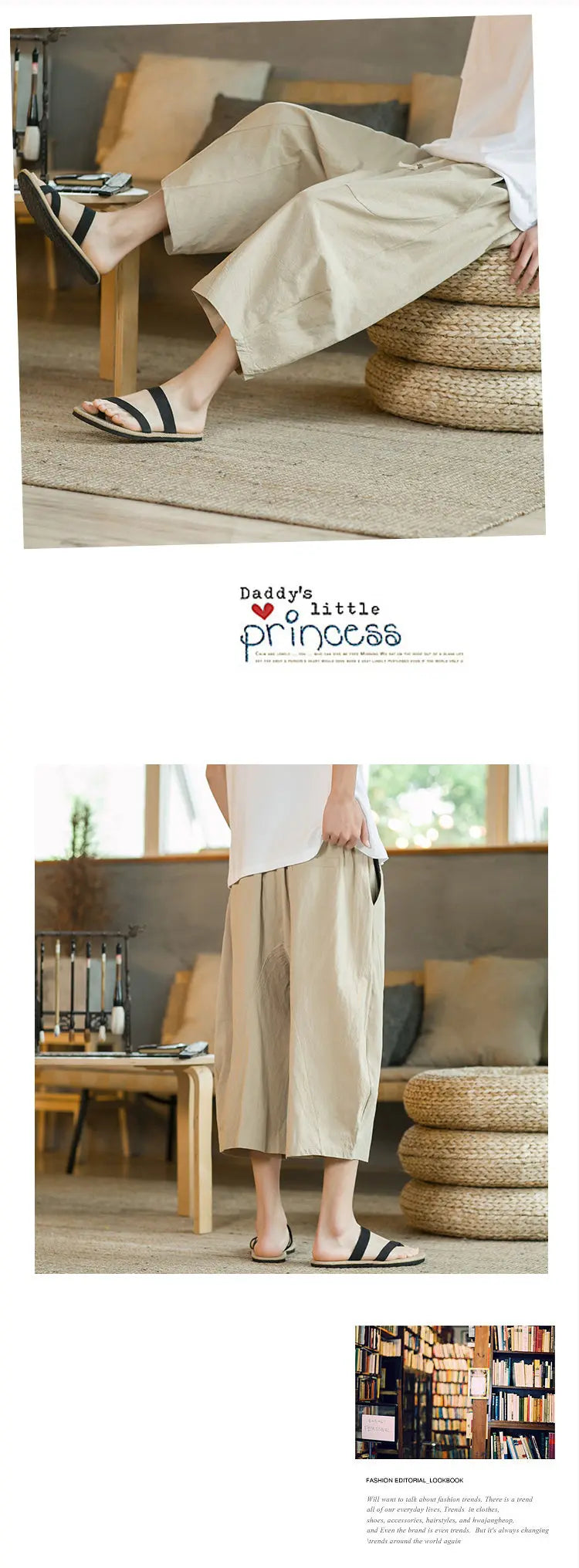 Pantaloni di lino da uomo in stile cinese Pantaloni a gamba larga da uomo con cavallo basso Pantaloni da uomo HipHop Pantaloni al polpaccio Pantaloni da pista Streetwear