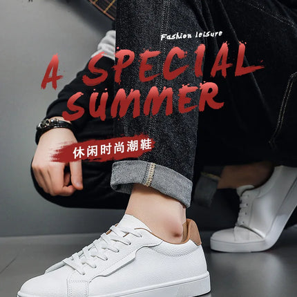 2026Mens Board Shoes Classic Lace Up Lightweight Breathable Casual Leather Sports Shoes Daily Comfortable Male Business Sneakers