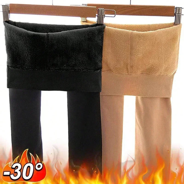 Winter Warm Leggings Women's Thermal Pants Polar Pantyhose Sock Lined Pants Velvet Tights Skin Effect High Waist Wool Leggings PlatiNum
