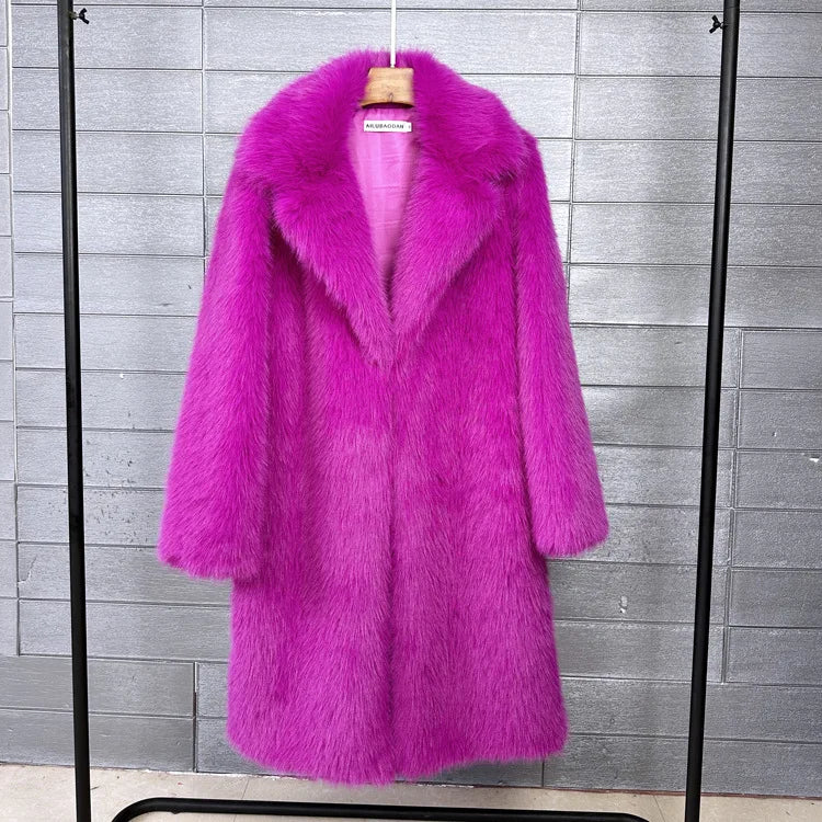 ZADORIN 100cm Long Fluffy White Black Faux Fur Coat Woman Clothing Winter Lapel Faux Fur Top Jackets for Women Jacket Outerwears