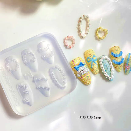 1pc Lace  Ice Cream  3D Acrylic Mold Tamagotchi Nail Art Decorations Candy Wing DIY Design Silicone  Nail Art  Nails  Mold