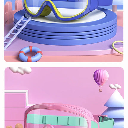Kids Swim Goggles Caps Boys Girls Professional Diving Goggles Waterproof Anti-Fog Big Box