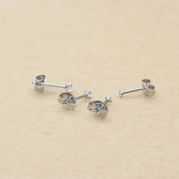 Super Mini 1.5MM 2MM zirconi in acciaio inox Push Back orecchini a bottone per uomo donna 2PC delicato Jewerlry platinumshop