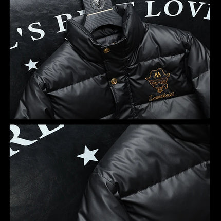 Winter White Duck Down Jacket Men's Light Luxury Trendy Leather Windproof Warm Down Jacket Men Brand Clothes Casual Puffer Coat