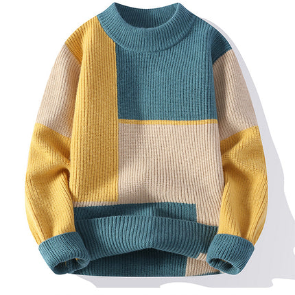 Color Matching Winter Knitted Sweater High-quality New Pullover Loose and Warm Thick Street Autumn Wool 2023 New