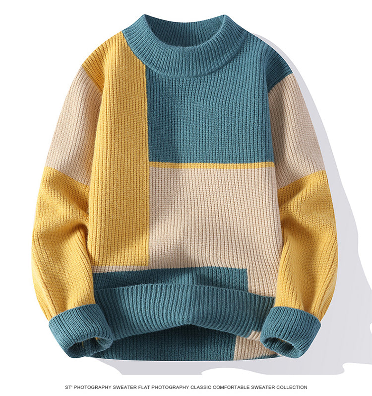 Color Matching Winter Knitted Sweater High-quality New Pullover Loose and Warm Thick Street Autumn Wool 2023 New